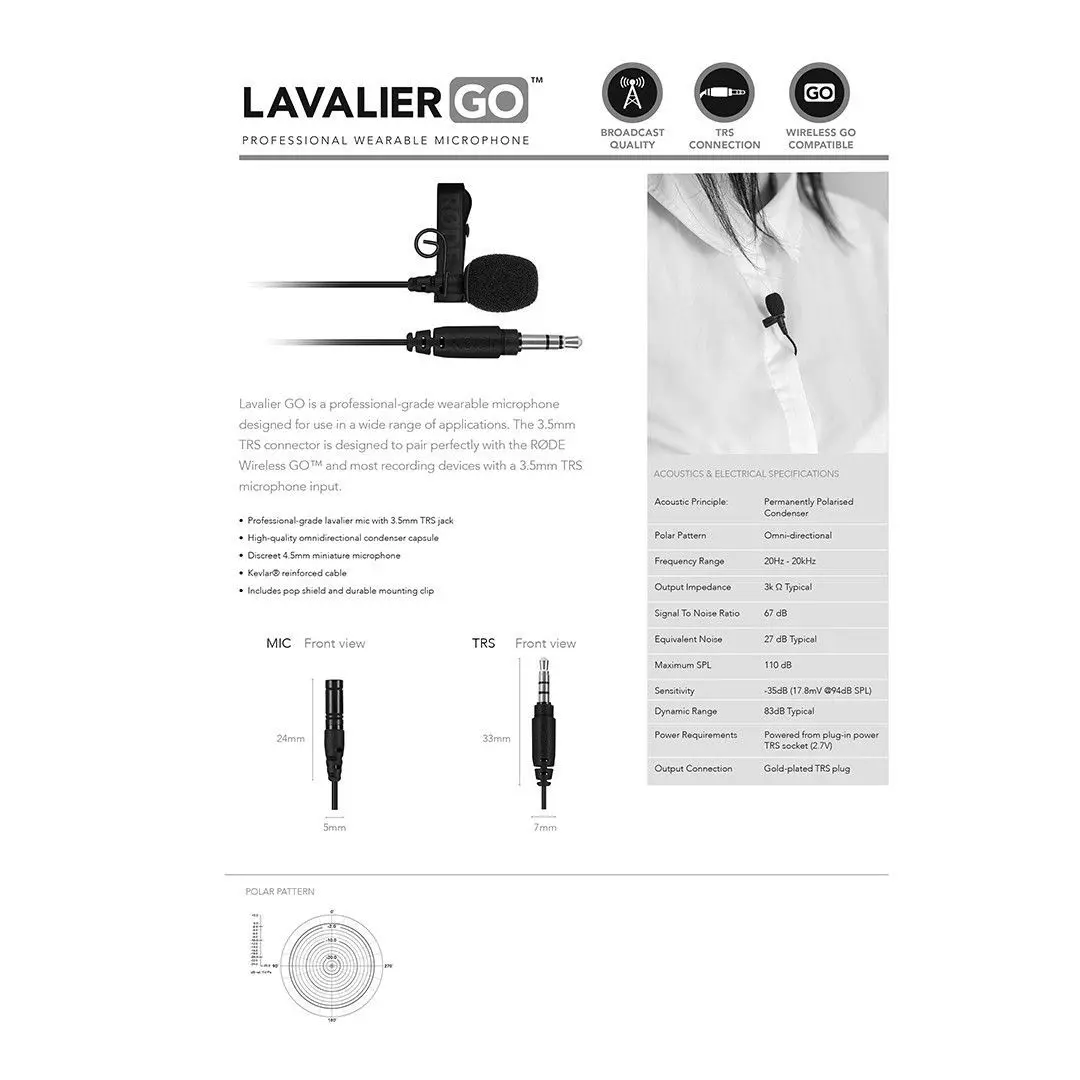 Lavalier GO - Siyah (Kutusu Hasarlı)