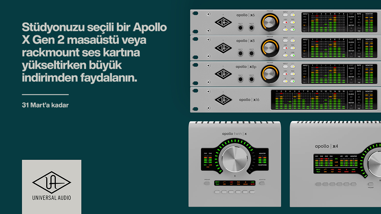Seçili Universal Audio Apollo X Gen 2 Masaüstü ve Rackmount Ses Kartlarında Sınırlı Süreli İndirim
